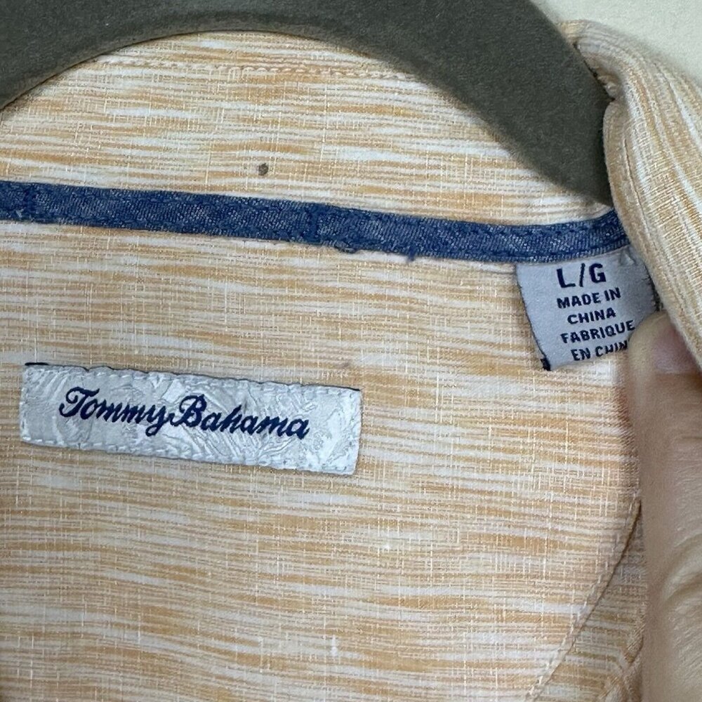 Tommy Bahama LINEN BLEND Mens Size Large Short Sleeve Button Up Shirt Striped - Picture 6 of 10